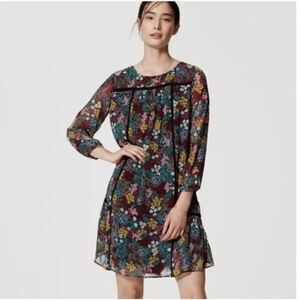 Ann Taylor LOFT Colorful Wildflower Floral Print Shift Dress size Small